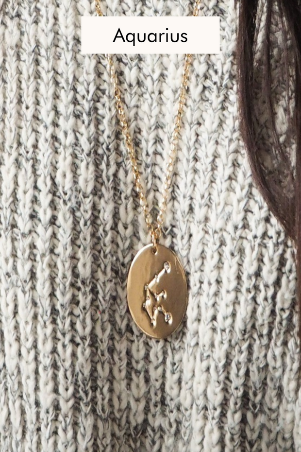 Birth Constellation Stamped Disc Necklaces - Final Sale