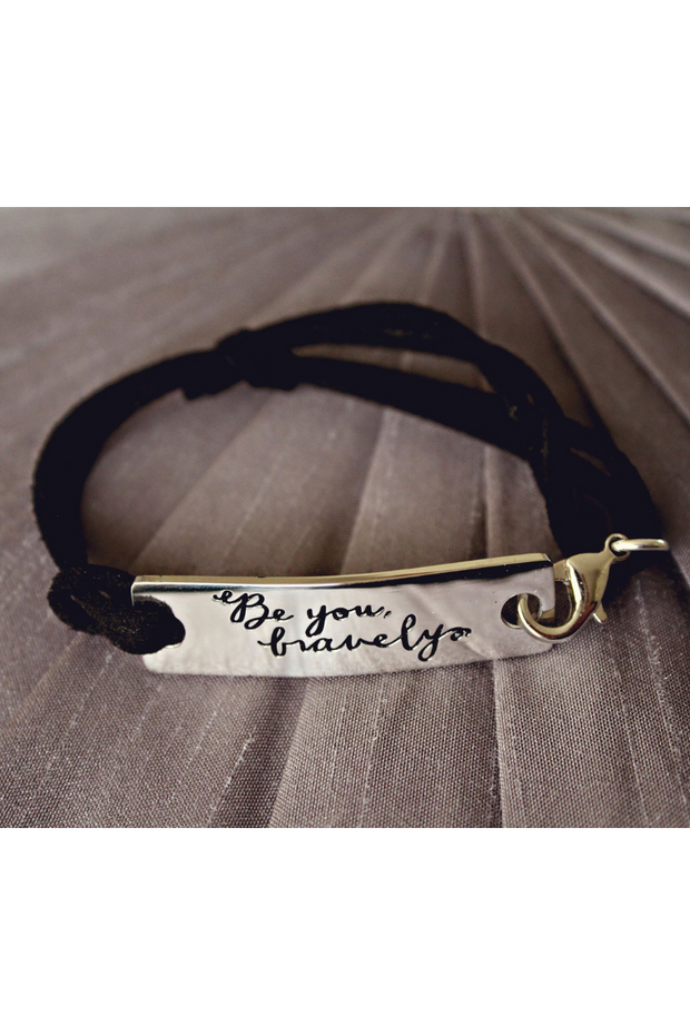 Inspirational Stamped Steel and Leather Bracelets