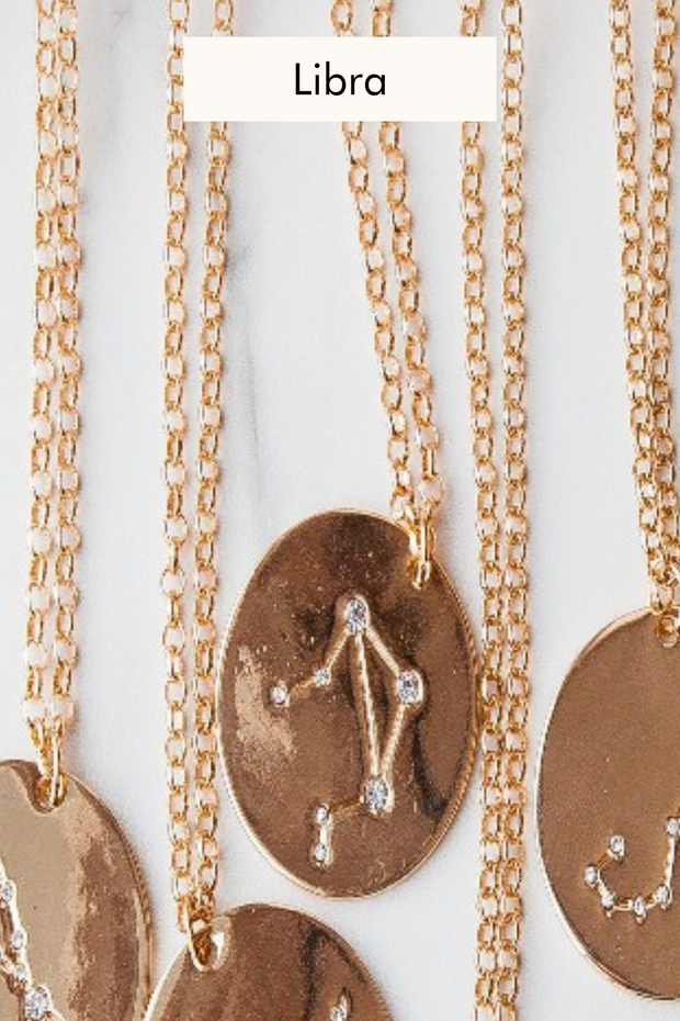 Birth Constellation Stamped Disc Necklaces - Final Sale